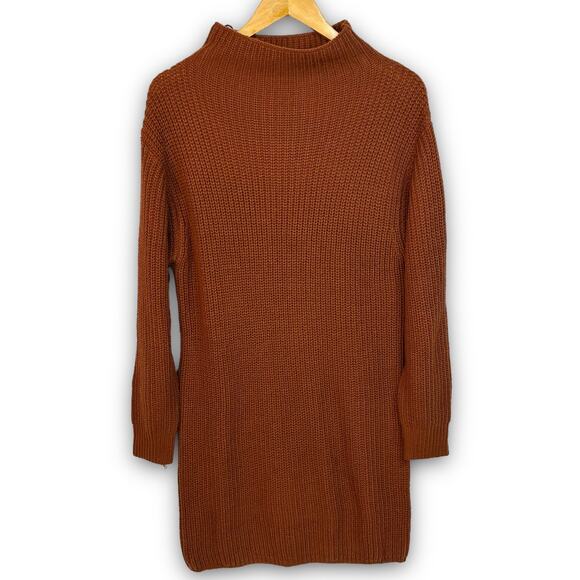 NEW Black Tape Cable Knit Sweater Dress Long Sleeve Cinnamon Brown Size Small - Picture 1 of 4